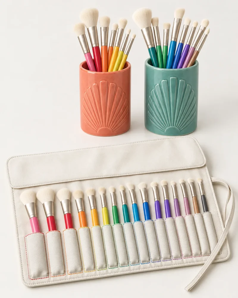 Open brush roll and ceramic brush cups