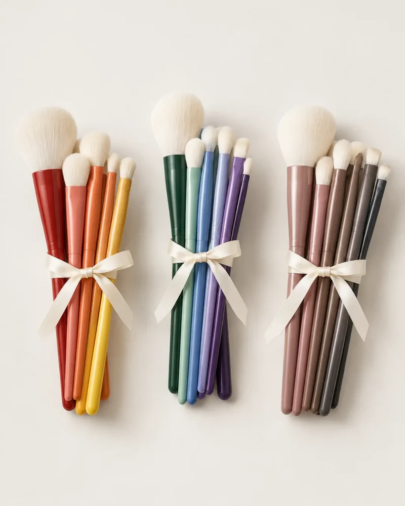 Brush sets grouped into warm, cool and neutral colours