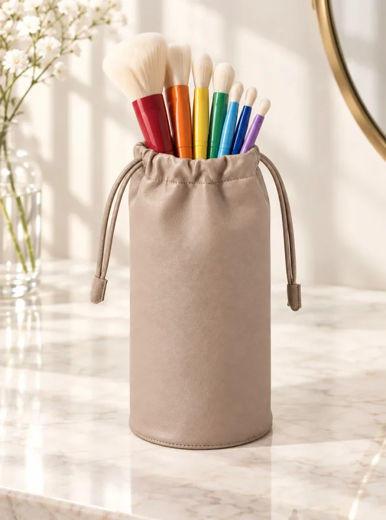 Stand-Up Brush Pouch — in use