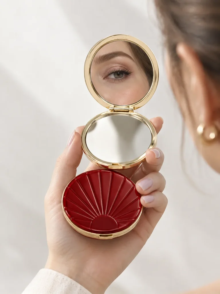 Sunburst Round Compact · 1× / 3× — in use