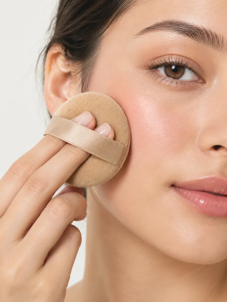 Velour Powder Puff Pair — in use